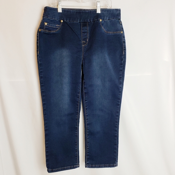 pull on stretch denim capris